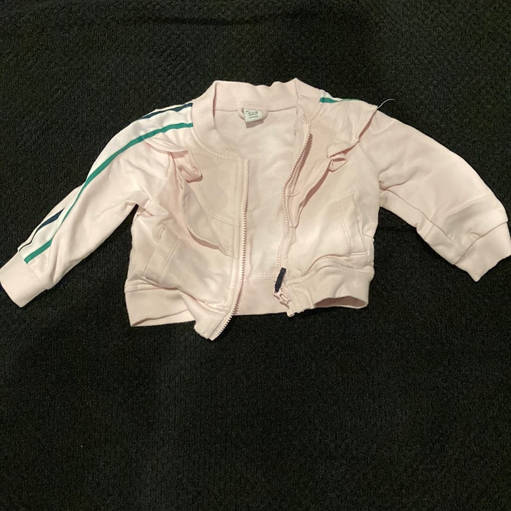 Janie and Jack Pink Baby Jacket with sporty Green and Blue Accents